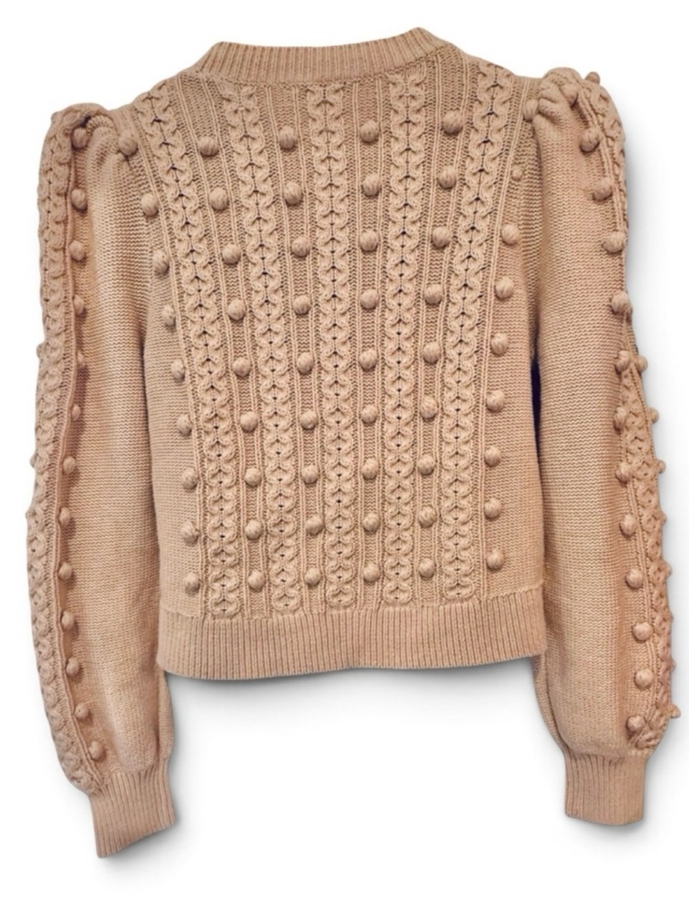 Alice + Olivia Enid Floral Embroidered Puff Sleeve Wool Blend Sweater Large - Picture 2 of 11